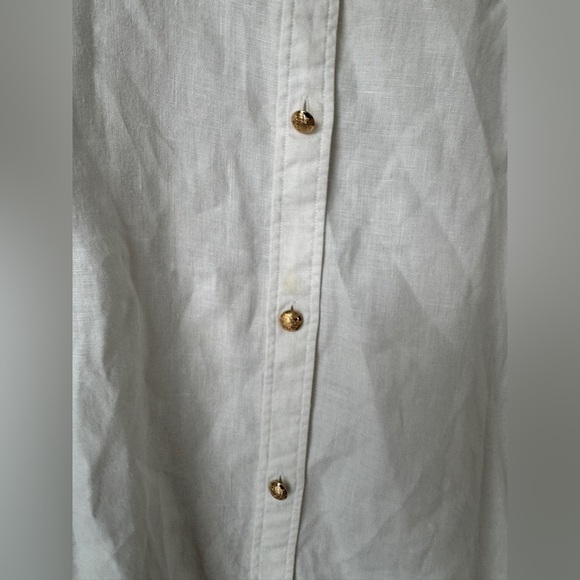 Vintage Ralph Lauren linen button down shirt embroidered monogram logo collar - Picture 9 of 12